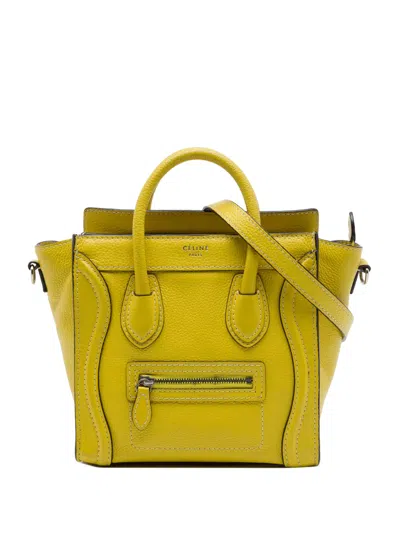 Pre-owned Celine 2013 Nano Grained Calfskin Luggage Tote Satchel In Yellow