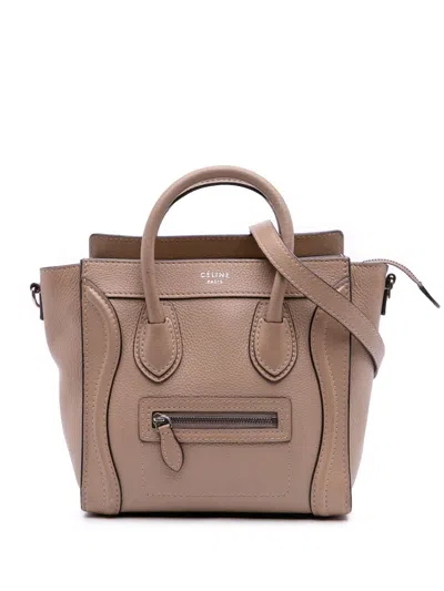 Pre-owned Celine 2013 Nano Leather Luggage Tote Satchel In Brown