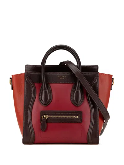 Pre-owned Celine 2013 Nano Tricolor Leather Luggage Tote Satchel In Red