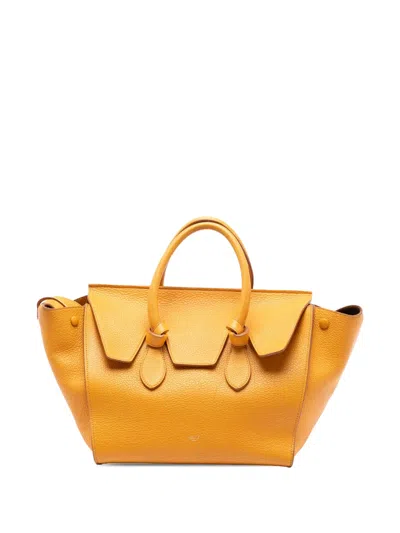 Pre-owned Celine 2013 Small Grained Calfskin Tie Knot Handbag In Yellow