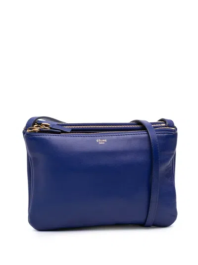 Pre-owned Celine 2013 Small Lambskin Trio Crossbody Bag In Blue