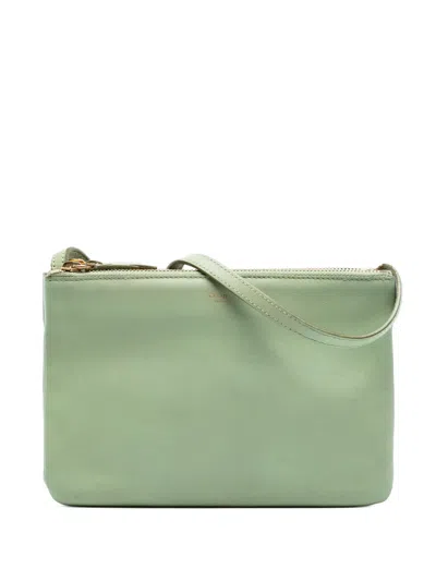 Pre-owned Celine 2013 Small Lambskin Trio Crossbody Bag In Green