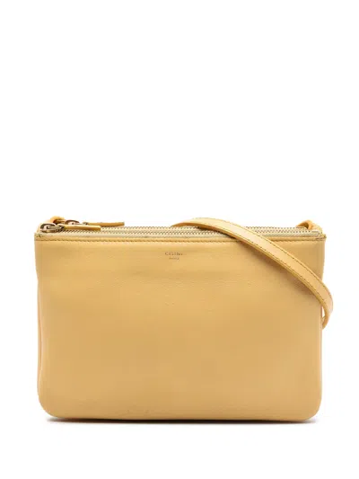 Pre-owned Celine 2013 Small Lambskin Trio Crossbody Bag In Yellow