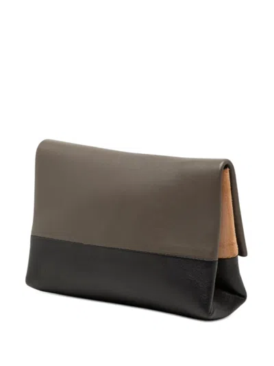 Pre-owned Celine 2013-2026 Bicolor Leather All Soft Pouch In Brown