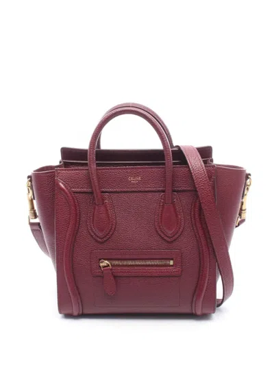 Pre-owned Celine 2013-2026 Nano Leather Luggage Tote Satchel In Red