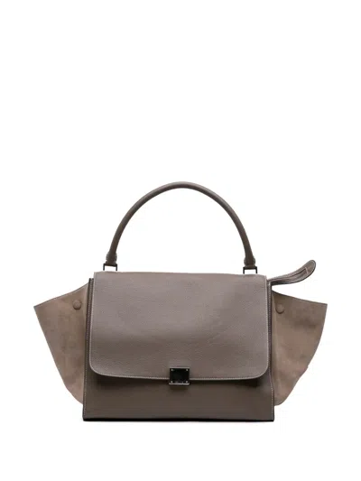 Pre-owned Celine 2014-2025 Large Leather Trapeze Satchel In Brown