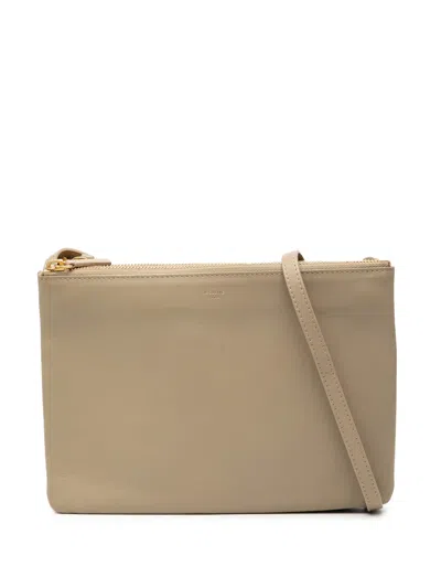 Pre-owned Celine 2014 Large Lambskin Trio Crossbody Bag In Brown