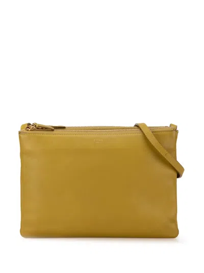 Pre-owned Celine 2014 Large Leather Trio Crossbody Bag In 黄色