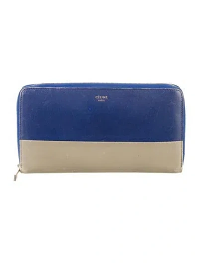 Pre-owned Celine 2014 Leather Continental Wallet In Blue