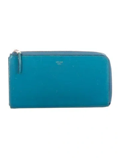 Pre-owned Celine 2014 Leather Wallet In Blue
