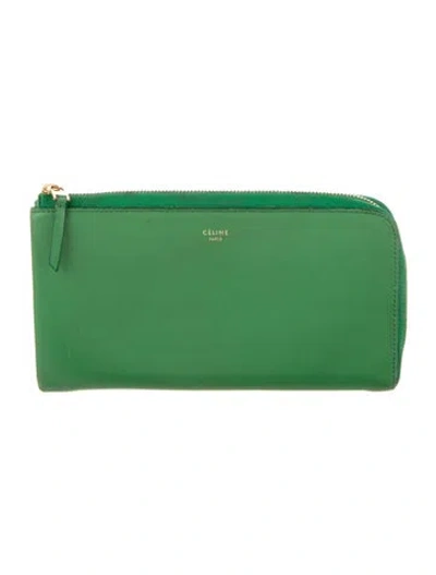 Pre-owned Celine 2014 Leather Wallet In Green