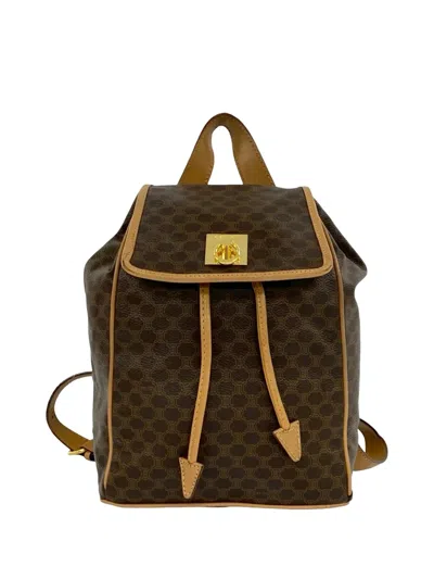 Pre-owned Celine 2014 Macadam Backpack In Brown