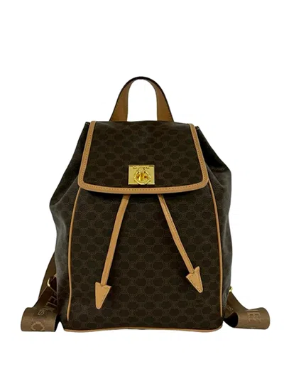 Pre-owned Celine 2014 Macadam Backpack In Brown