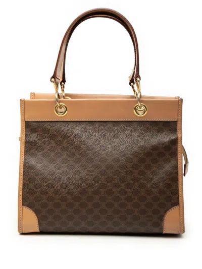 Pre-owned Celine 2014 Macadam Coated Canvas Tote Bag In Brown