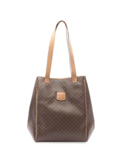 Pre-owned Celine 2014 Macadam Coated Canvas Tote Bag In Brown