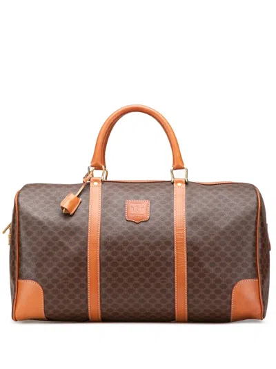 Pre-owned Celine 2014 Macadam Coated Canvas Travel Bag In Brown