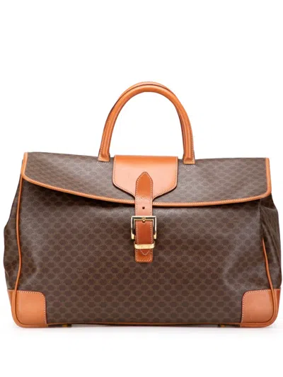 Pre-owned Celine 2014 Macadam Coated Canvas Travel Bag In Brown