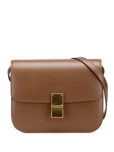 Pre-owned Celine 2014 Medium Calfskin Classic Box Crossbody Bag In Brown