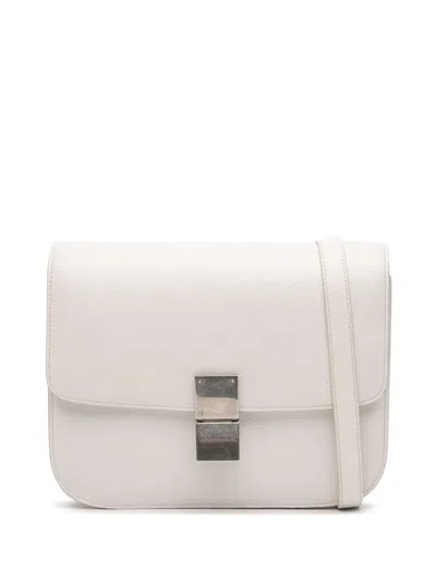 Pre-owned Celine 2014 Medium Calfskin Classic Box Crossbody Bag In White
