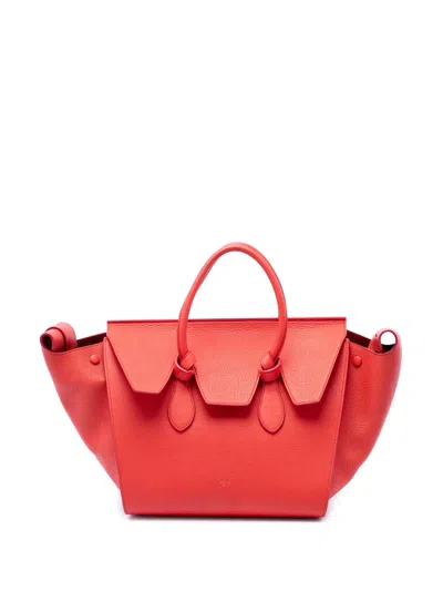 Pre-owned Celine 2014 Medium Grained Calfskin Tie Knot Tote Bag In Red