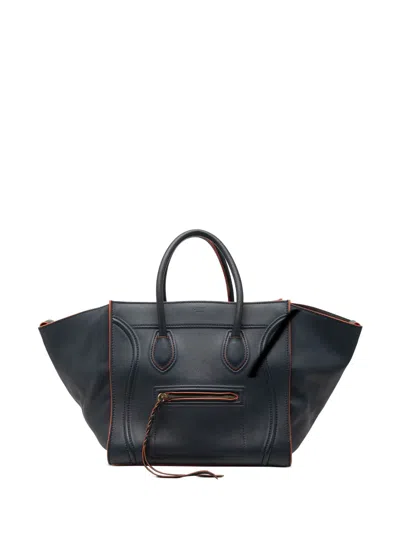 Pre-owned Celine 2014 Medium Leather Phantom Luggage Tote Bag In Blue