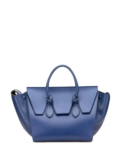 Pre-owned Celine 2014 Medium Smooth Calfskin Tie Knot Tote Bag In Blue