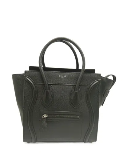 Pre-owned Celine 2014 Micro Calfskin Luggage Tote Bag In Black