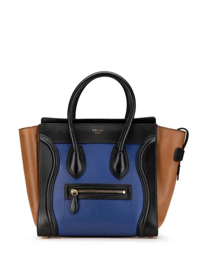 Pre-owned Celine 2014 Micro Tricolor Leather Luggage Tote Handbag In Multicolour