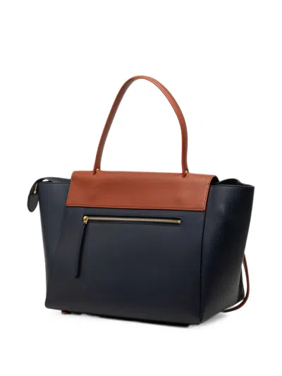 Pre-owned Celine 2014 Mini Bicolor Smooth Calfskin Belt Bag Satchel In Blue