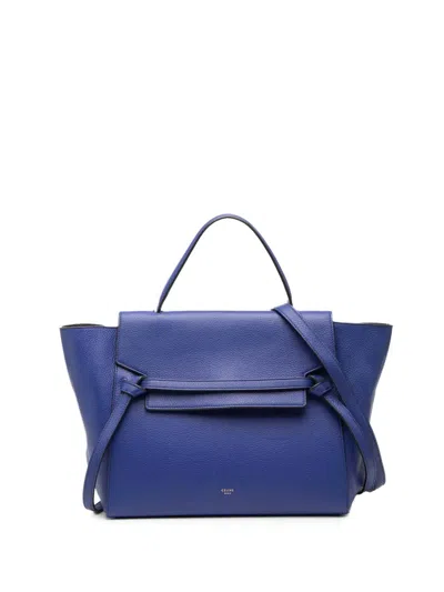 Pre-owned Celine 2014 Mini Leather Belt Bag Satchel In Blue