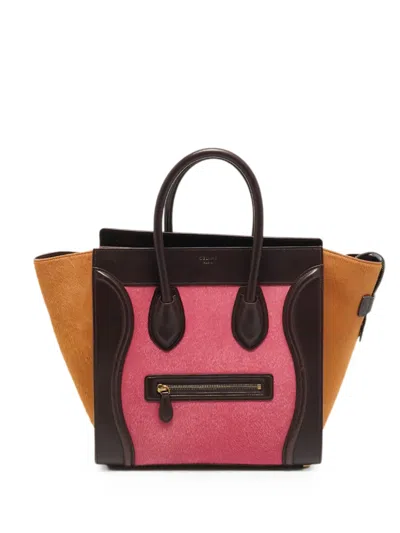 Pre-owned Celine 2014 Mini Luggage Leather Tote Bag In Brown