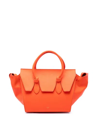 Pre-owned Celine 2014 Mini Smooth Calfskin Tie Knot Tote Bag In Orange