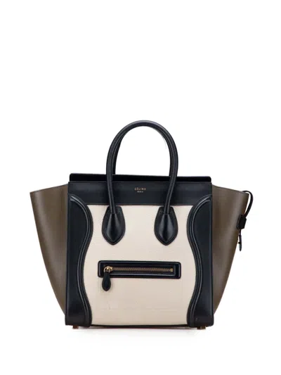 Pre-owned Celine 2014 Mini Tricolor Calfskin Luggage Tote Handbag In Multi