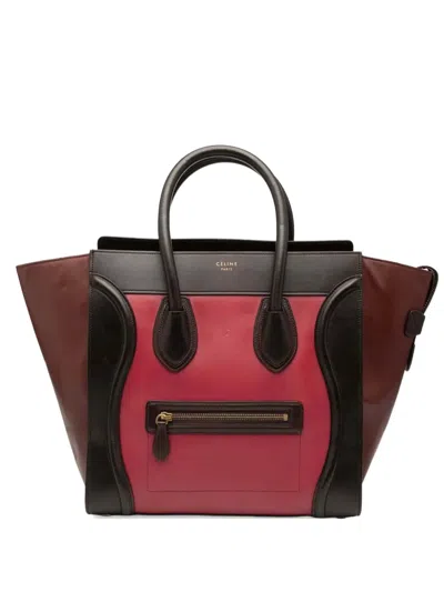 Pre-owned Celine 2014 Mini Tricolor Leather Luggage Tote Handbag In Multi
