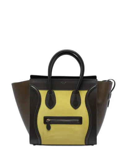 Pre-owned Celine 2014 Mini Tricolor Nubuck And Smooth Calfskin Luggage Tote Bag In Multi