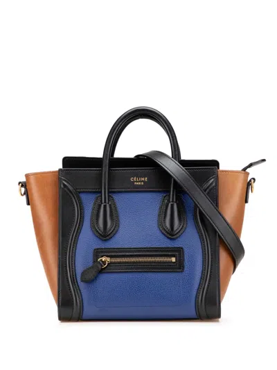 Pre-owned Celine 2014 Nano Tricolor Leather Luggage Tote Satchel