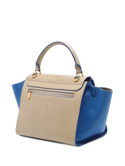 Pre-owned Celine 2014 Small Bicolor Leather Trapeze Satchel In Neutrals