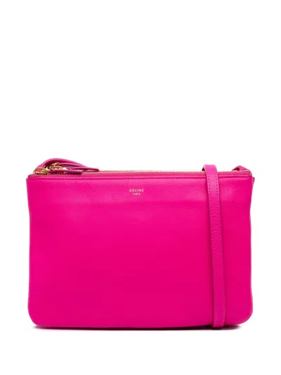 Pre-owned Celine 2014 Small Lambskin Trio Crossbody Bag In Pink