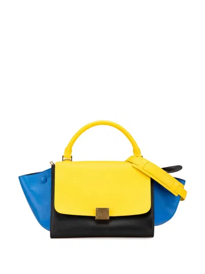Pre-owned Celine 2014 Small Tricolor Leather Trapeze Satchel In Multicolour