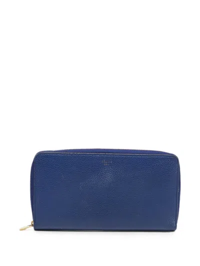 Pre-owned Celine 2014 Zip-around Wallet In Blue