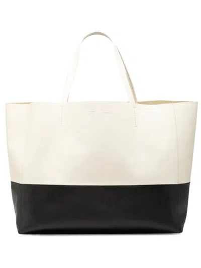 Pre-owned Celine 2015 Bicolor Calfskin Horizontal Cabas Tote Bag In Black