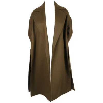 Pre-owned Celine 2015  By Phoebe Philo Khaki Wool Coat With Open Closure In Brown