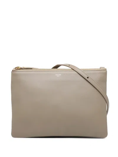 Pre-owned Celine 2015 Large Lambskin Trio Crossbody Bag In Brown