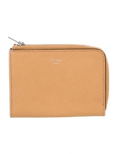 Pre-owned Celine 2015 Leather Coin Pouch In Neutral