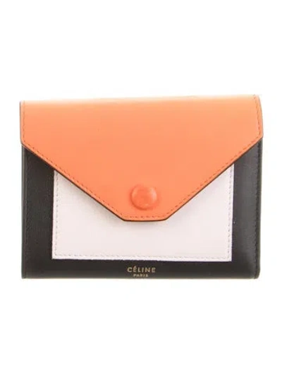 Pre-owned Celine 2015 Leather Compact Wallet W/ Tags In Black