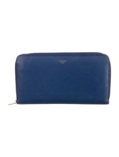 Pre-owned Celine 2015 Leather Continental Wallet In Blue