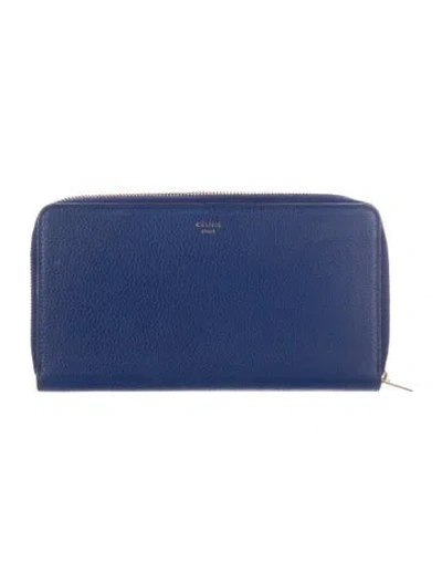 Pre-owned Celine 2015 Leather Continental Wallet In Blue
