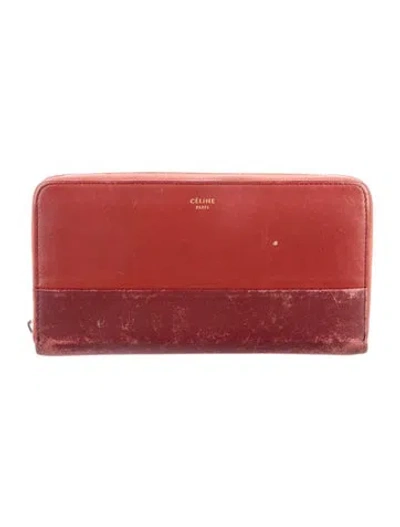 Pre-owned Celine 2015 Leather Continental Wallet In Burgundy