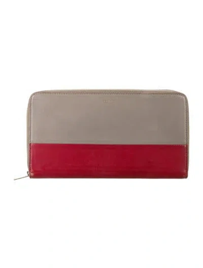 Pre-owned Celine 2015 Leather Continental Wallet In Grey