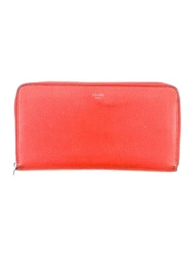 Pre-owned Celine 2015 Leather Continental Wallet In Orange